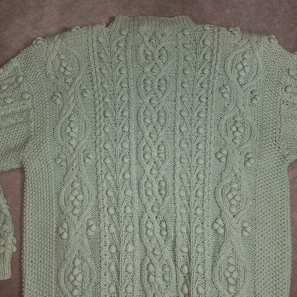 Vintage Worthington Large Blue Sweater Chunky Knit Cottagecore Shoulder Pads